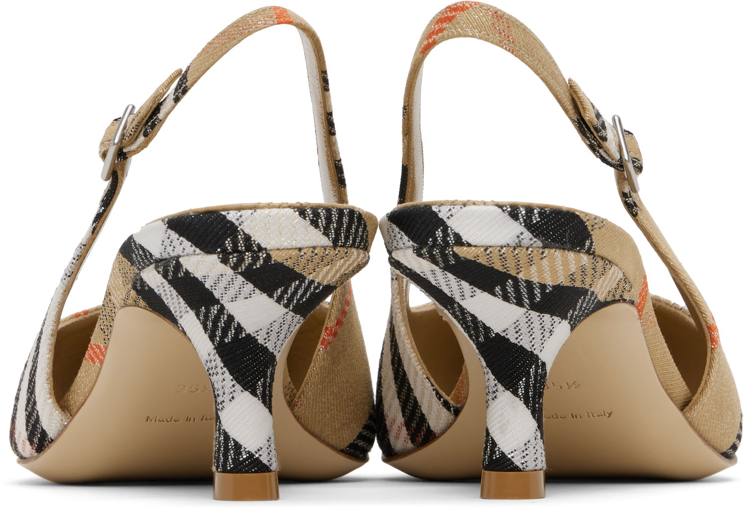 Sneakers och skor Burberry Burberry Birdie Check Slingback Pumps Beige | 8106171, 1