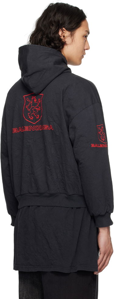 Sweatshirt Balenciaga Lion Club Lined Hoodie Svart | 807999TRVR9, 2
