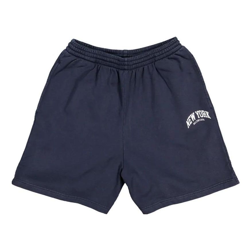 Shorts Balenciaga Balenciaga Cities New York Cotton Sweat Shorts Blå | 676137TLVM30396, 0