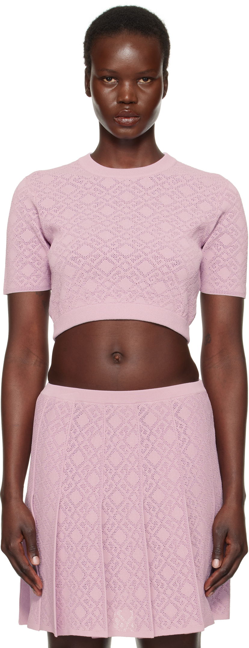 Sweater Givenchy Cropped Jacquard Sweater Rosa | BW90TT4ZPN533