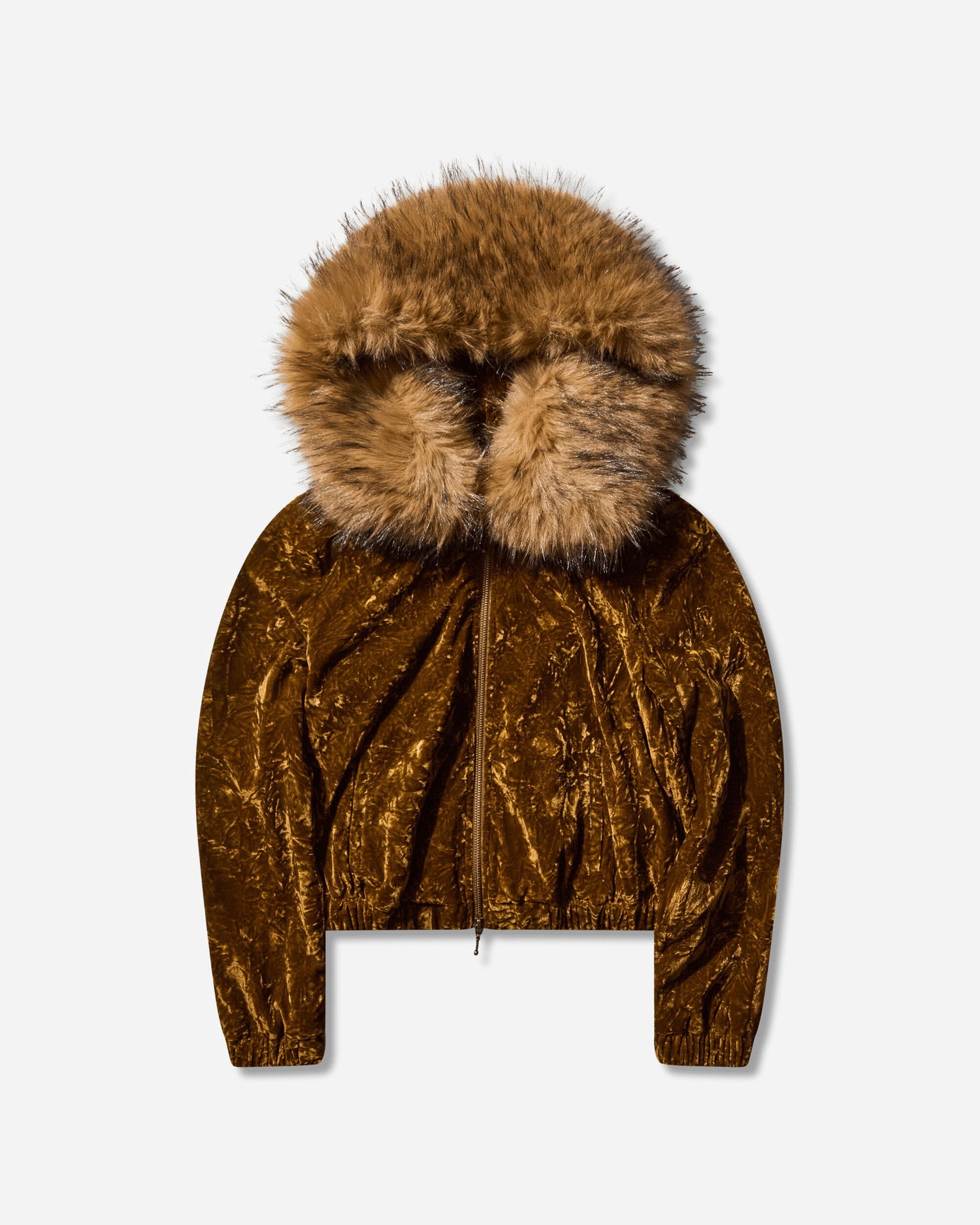 Sweatshirt GUESS Faux Fur Trim Crushed Velour Hoodie Brun | W5BQ04W0260 G1EM, 0