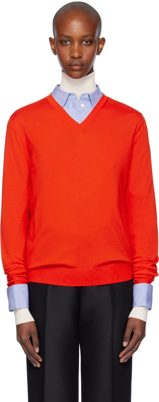 Sweater The Row The Row Haius V-Neck Sweater Röd | 8253-Y590