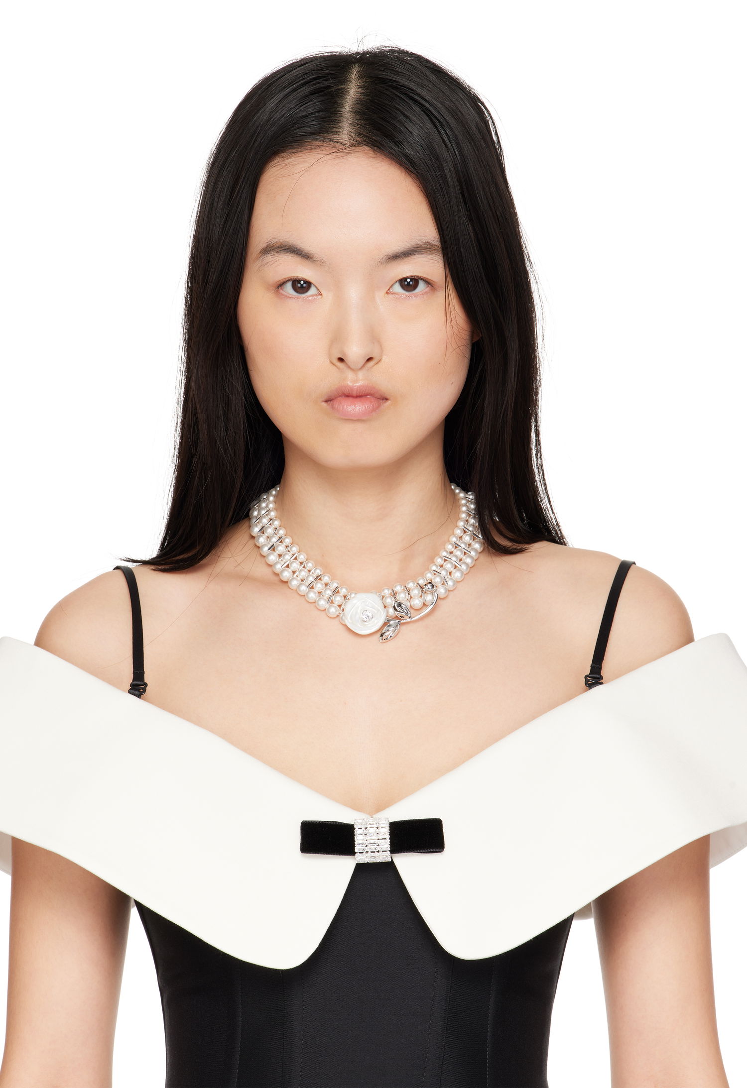 Halsband SHUSHU/TONG SHUSHU/TONG YVMIN Edition Rose Layers Pearl Necklace Vit | 25603SLV00NN, 1
