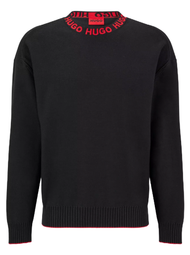 Sweater BOSS Cotton Sweater Svart | 50474813