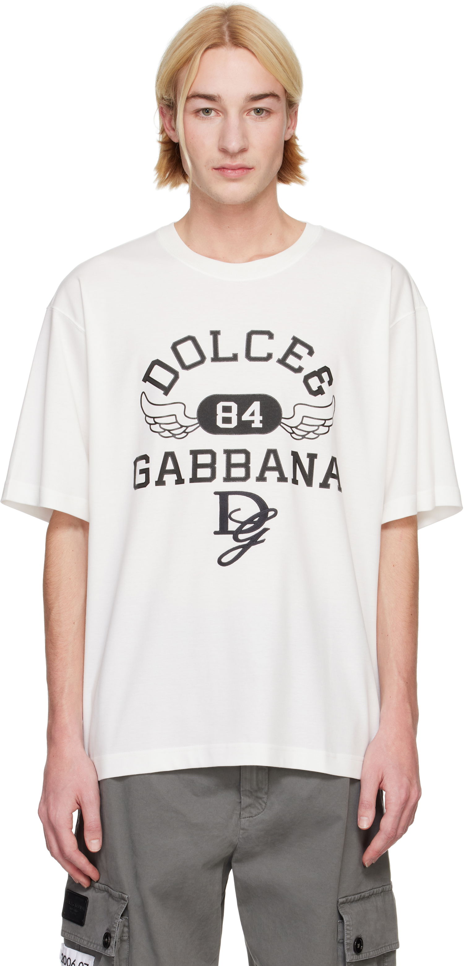 T-shirt Dolce & Gabbana Round Neck T-Shirt with Graphic Print Vit | G8PN9ZG7NSN, 0