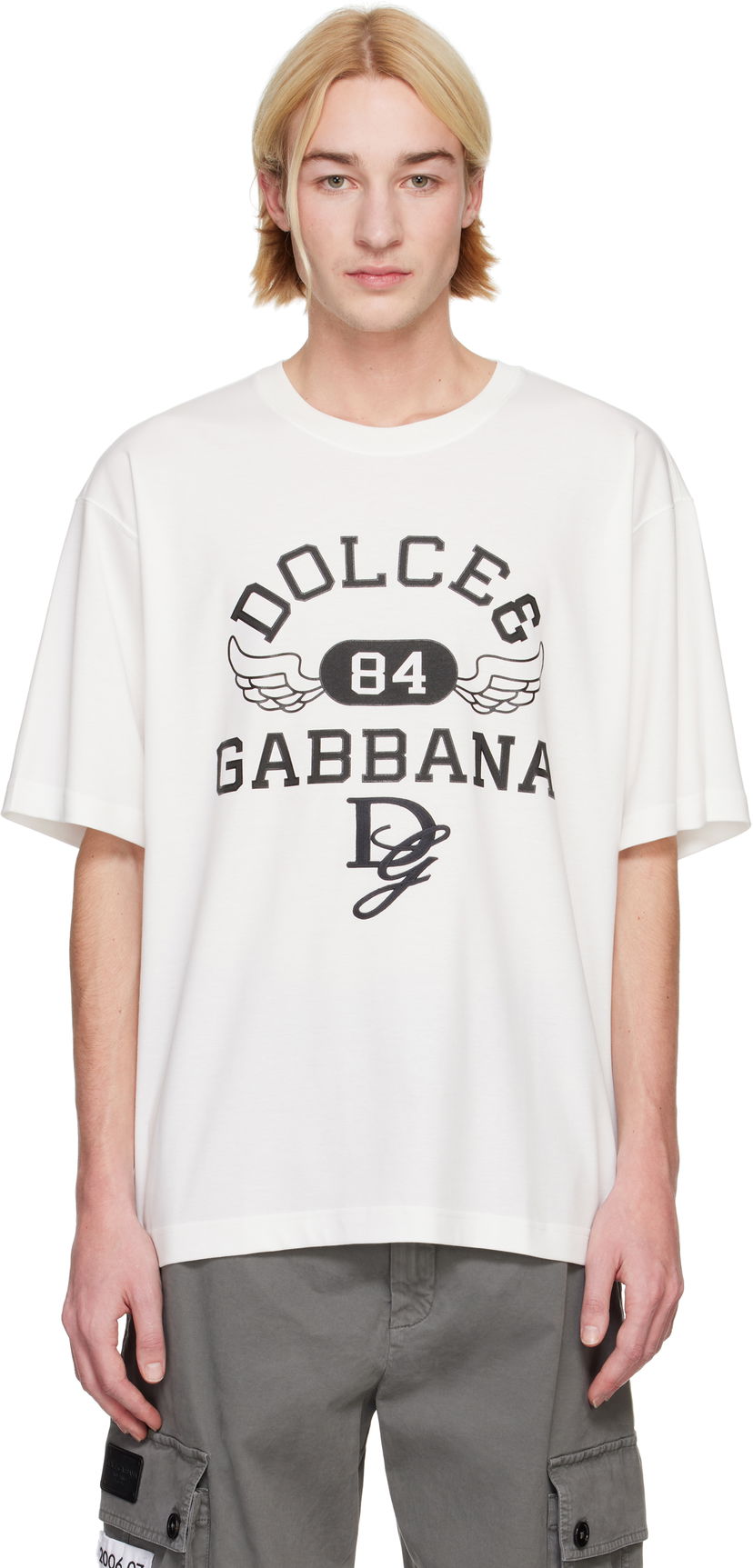 T-shirt Dolce & Gabbana Round Neck T-Shirt with Graphic Print Vit | G8PN9ZG7NSN