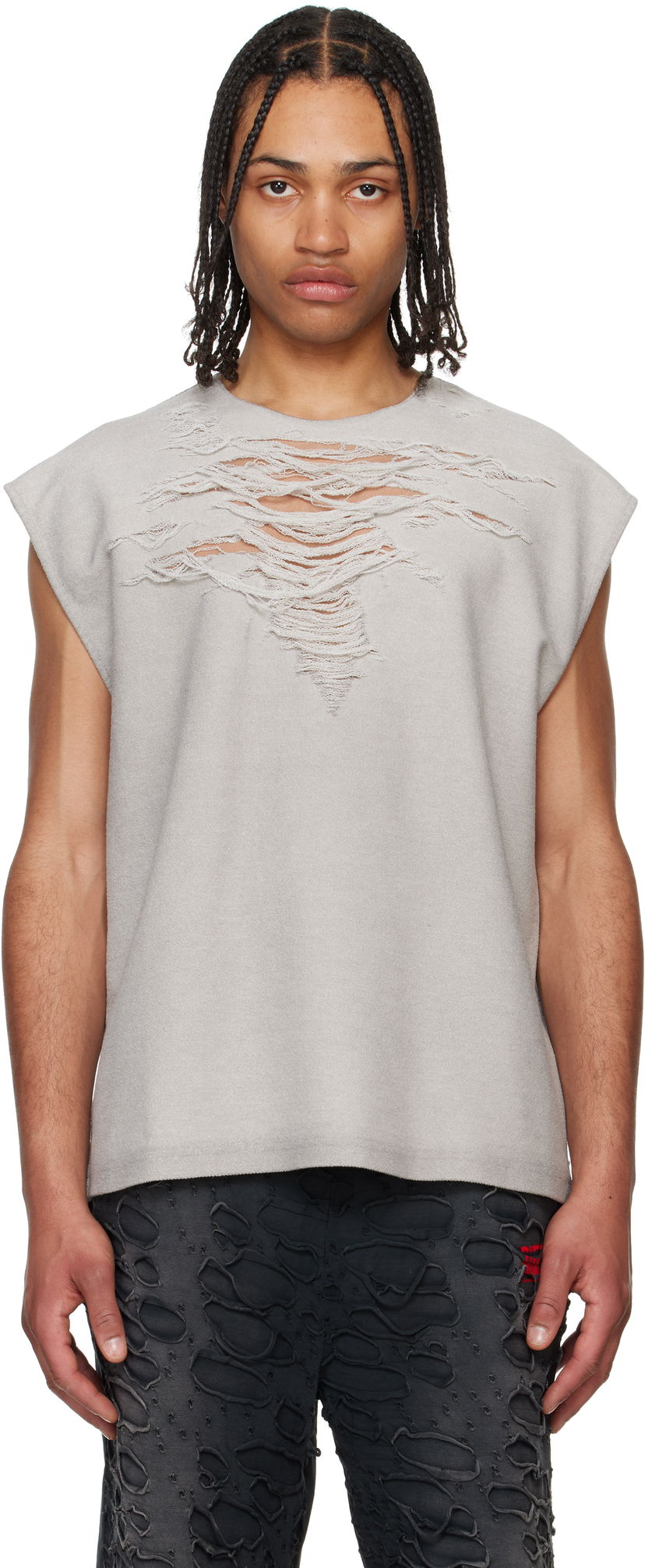 Linne Diesel Diesel S-Rub-SL Distressed Tank Top Grå | A19115-0PLAI-97C
