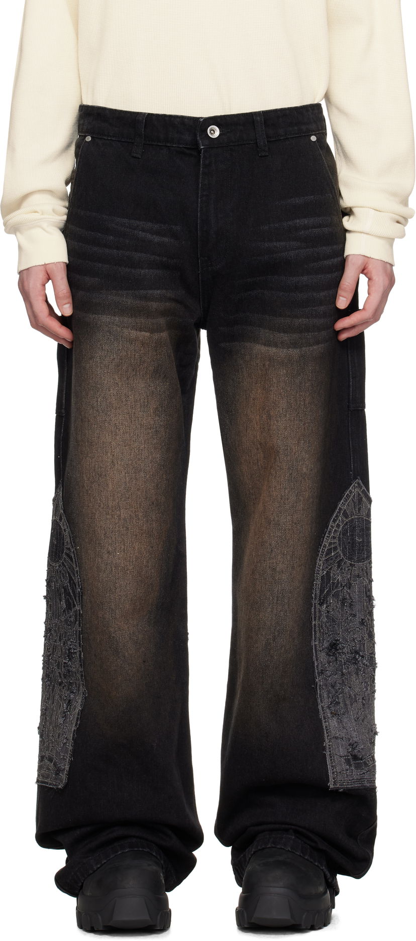 Jeans Who Decides War Who Decides War Mocha Patched Jeans Svart | 1120880017SS25