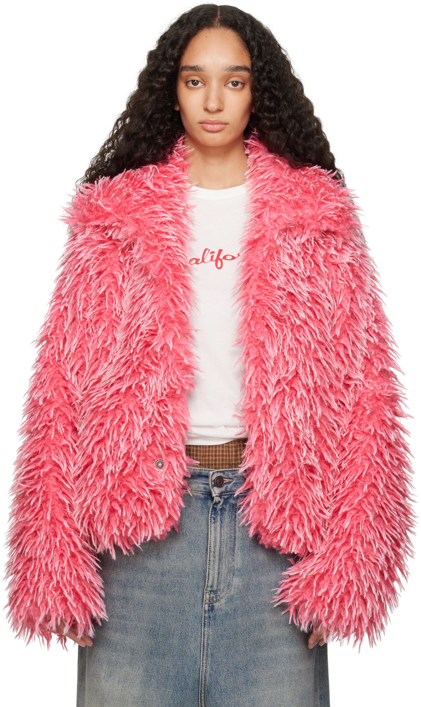 Jacka ERL ERL Varsity Faux-Fur Jacket Rosa | ERL10J001