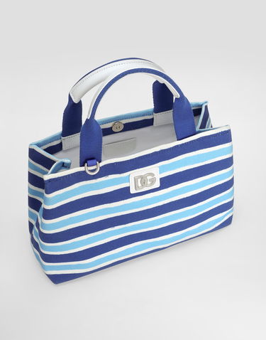 Handväska Dolce & Gabbana Dolce & Gabbana Striped Canvas Handbag with Rope Charm Blå | EB0116AF538HC5KW, 3
