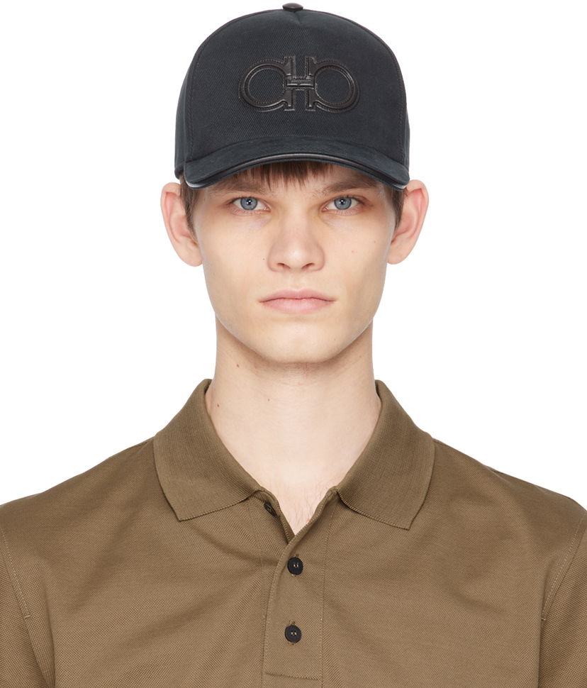 Keps FERRAGAMO Baseball Cap with Embroidered Logo Svart | 736927