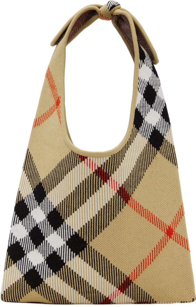 Handväska Burberry Burberry Check Tie Knit Tote Beige | 8110029