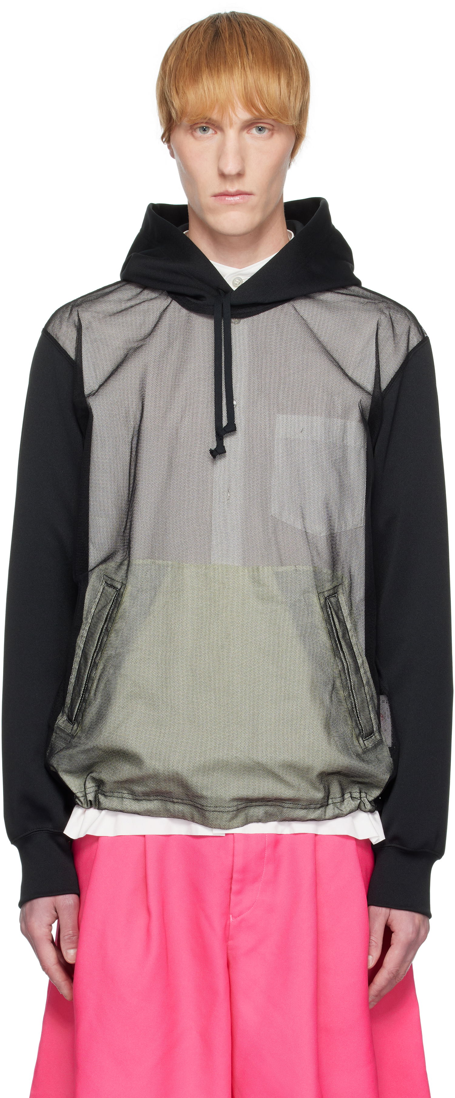 Sweatshirt Comme des Garçons Homme Plus Smooth Thick & Tulle Hoodie Svart | PO-T030-051, 0