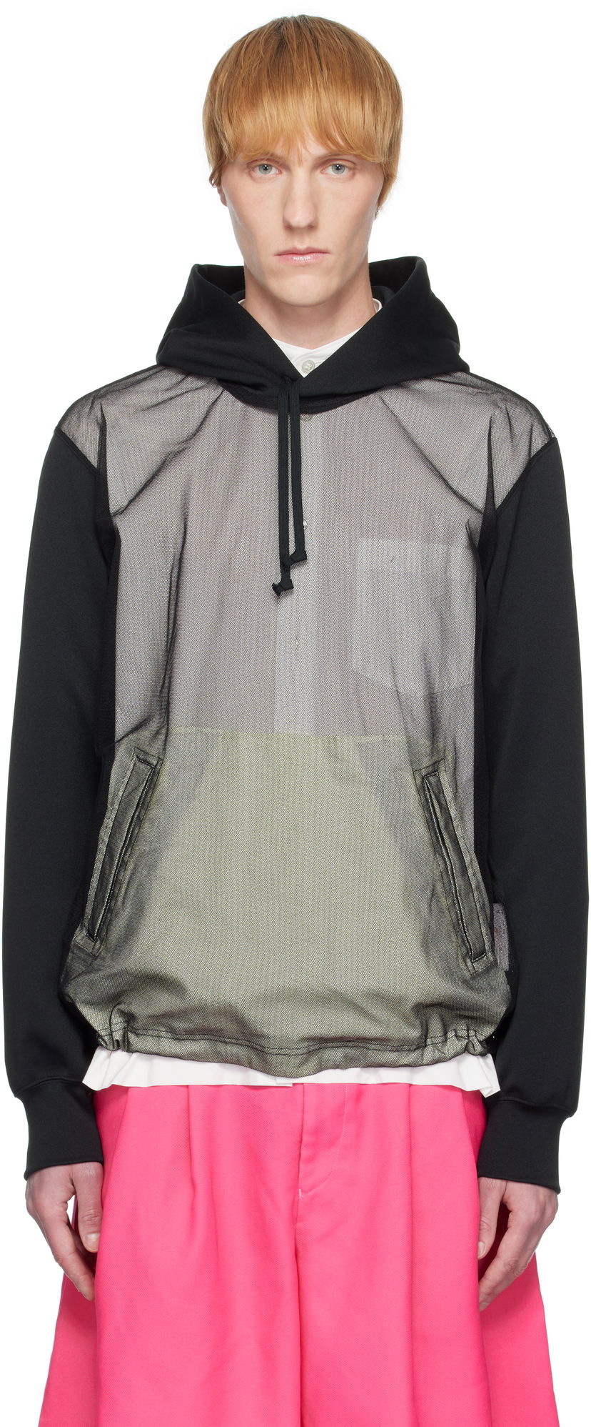 Sweatshirt Comme des Garçons Homme Plus Smooth Thick & Tulle Hoodie Svart | PO-T030-051