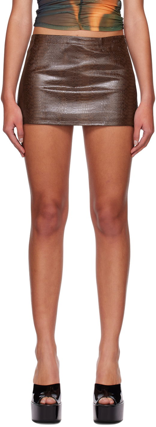 Kjol Miaou Miaou Fig Faux-Leather Miniskirt Brun | 4016PYPCPY