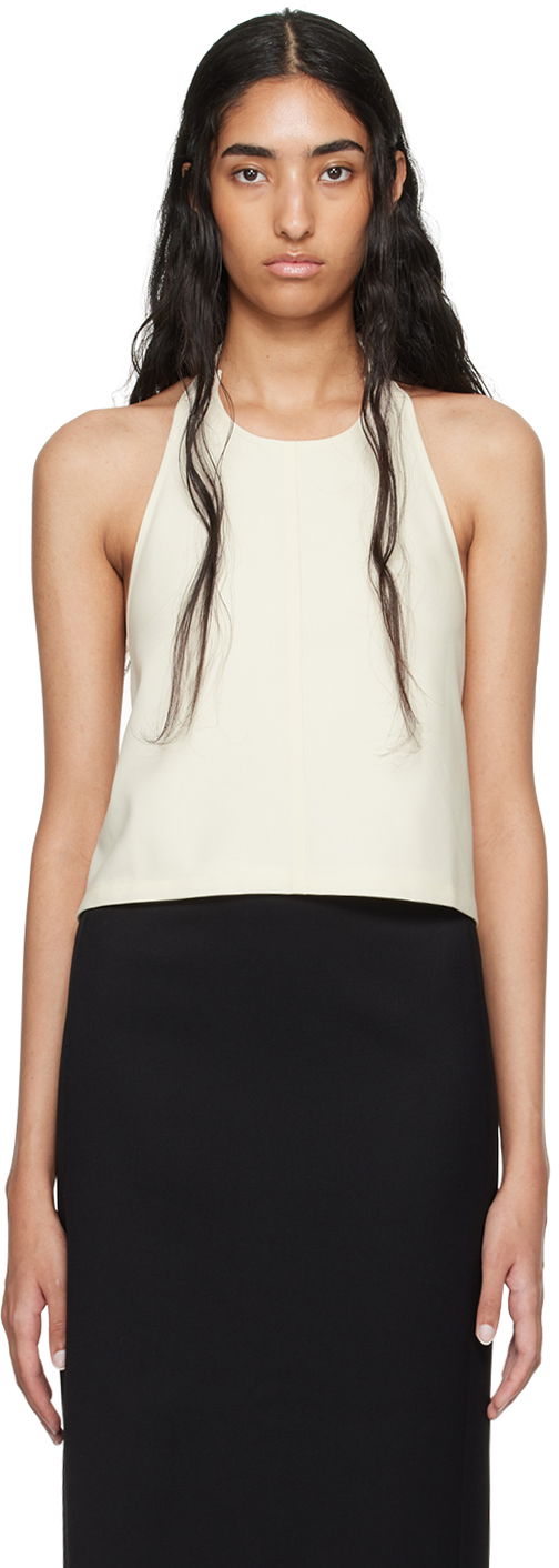 Linne WARDROBE.NYC Off-White Backless Halter Top Vit | W1058R12