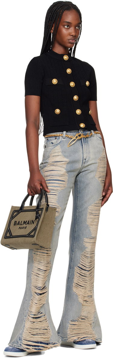 Tygpåse Balmain Balmain B-Army Small Tote Bag Grön | DN1FE809TDVY, 3