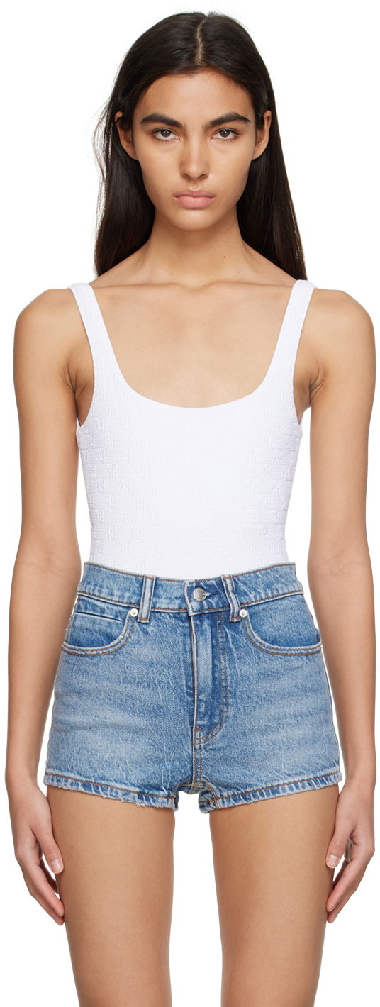Badkläder Alexander Wang Alexander Wang.t Textured Tank Bodysuit Vit | 4CC2228024