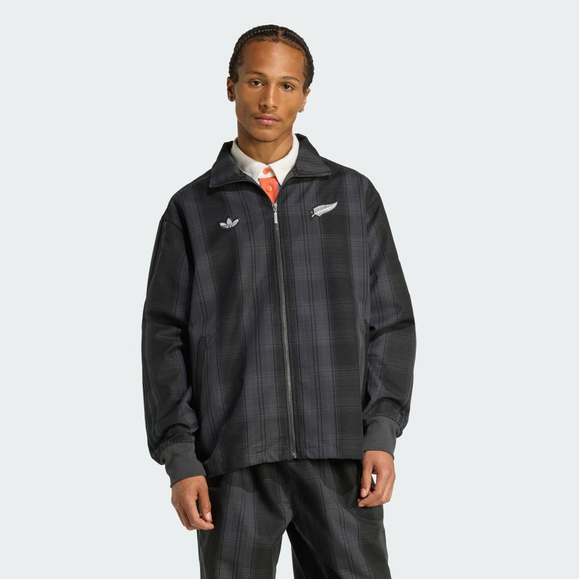 Jacka adidas Performance ORIGINALS &amp; ALL BLACKS Plaid Woven Firebird Track Jacket Grå | KG4633