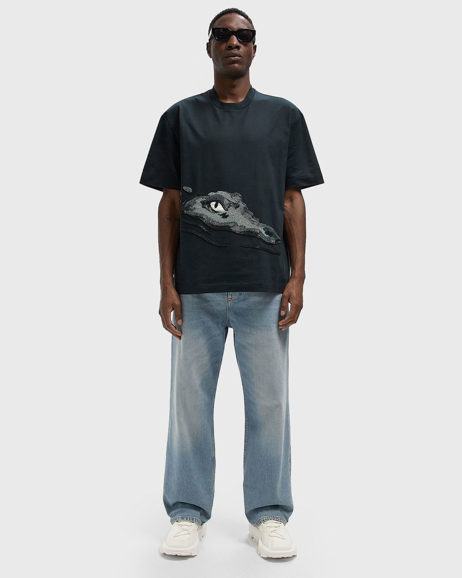 T-shirt Lacoste T-Shirt Embellished Beaded Crocodile Runaway Collection Svart | TH5052-1LI, 1