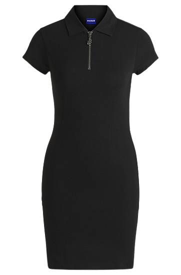 Klä BOSS Stretch Cotton Bodycon Dress with Zip Placket Svart | 50537417
