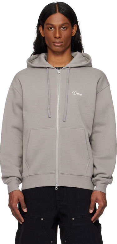 Sweatshirt Dime Dime Cursive Zip Hoodie Grå | DIME2SP2547CHA, 0