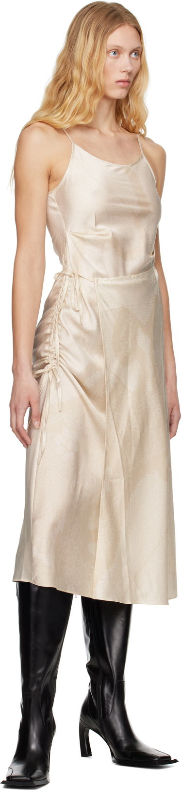 Klä Feng Chen Wang Feng Chen Wang Pleated Silk Midi Dress Beige | FWS19DR04, 3
