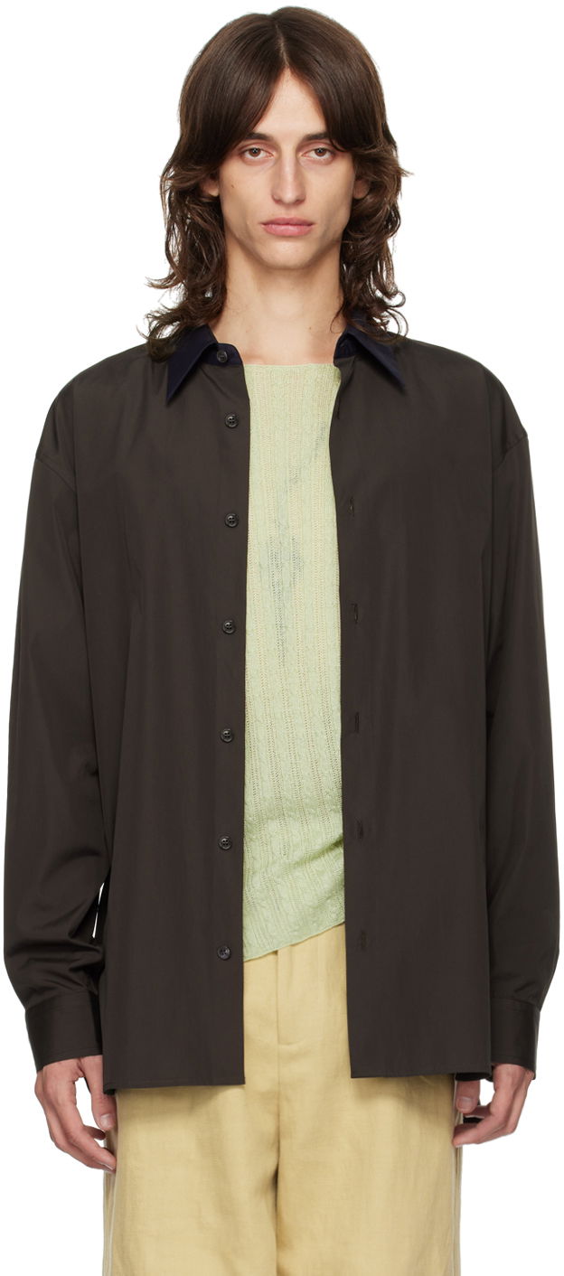 Skjorta Dries Van Noten Brown Relaxed Shirt Svart | 242-020725-9244