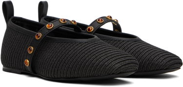 Klä rag & bone rag & bone Spire Straw Mary Jane Ballerina Flats Svart | WFF25PF1003ST3, 3