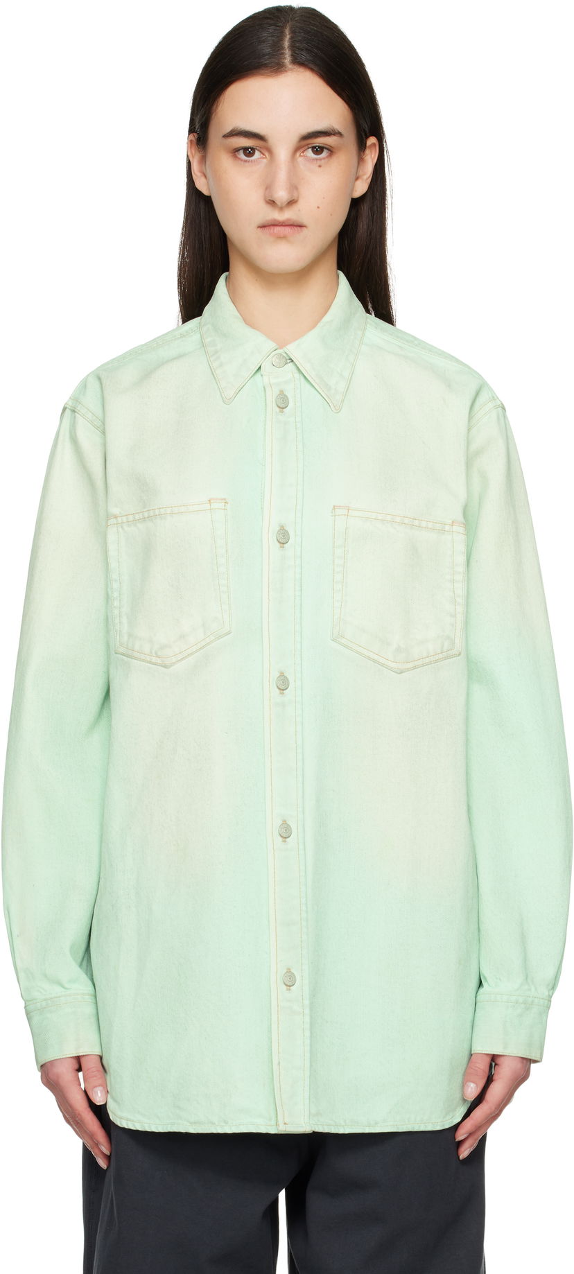 Skjorta Acne Studios Acne Studios Faded Denim Shirt Grön | CB0102-