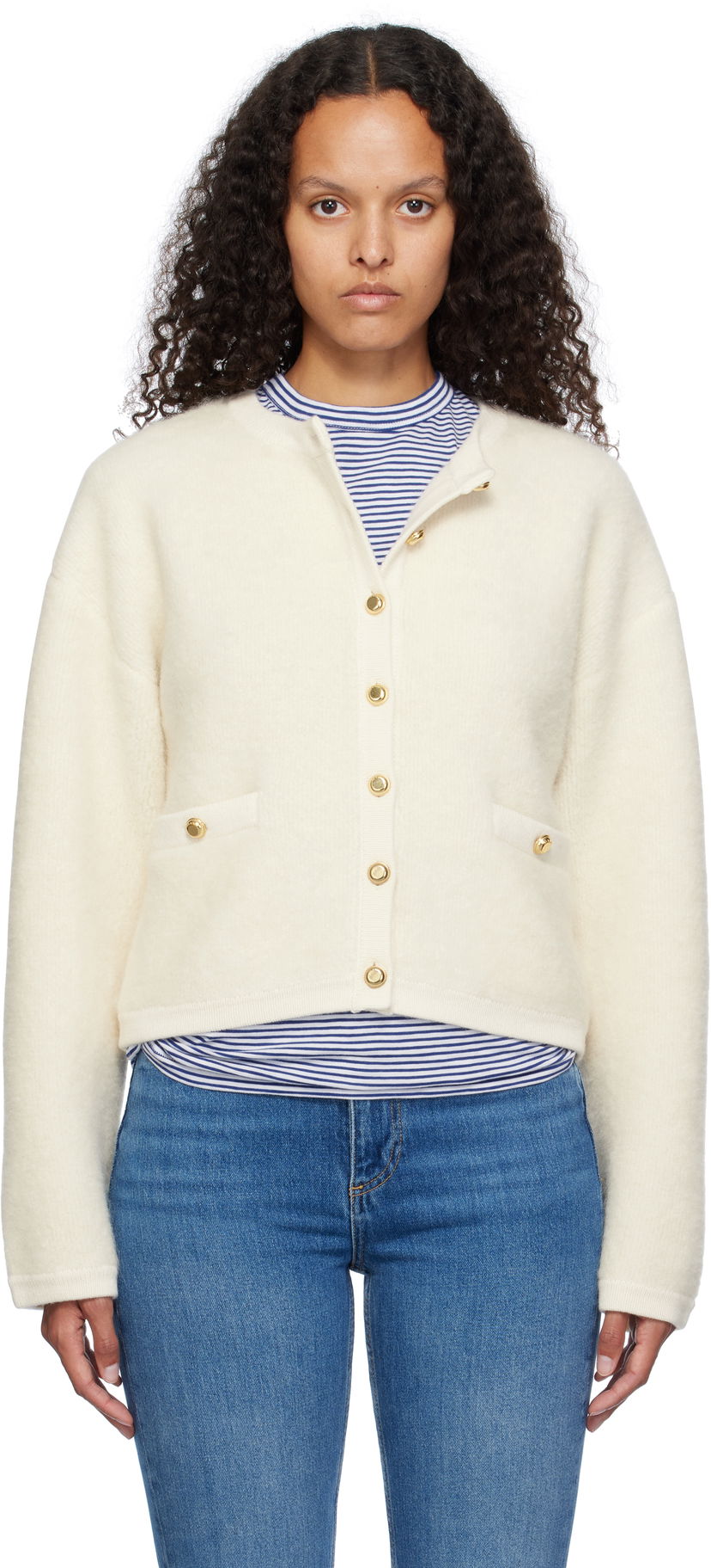 Sweater rag & bone rag & bone Kaia Boucle Cardigan Vit | WAS24F047AA47