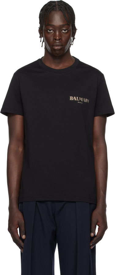 T-shirt Balmain Vintage Gel Logo T-Shirt Svart | EH1EF000GD84, 0
