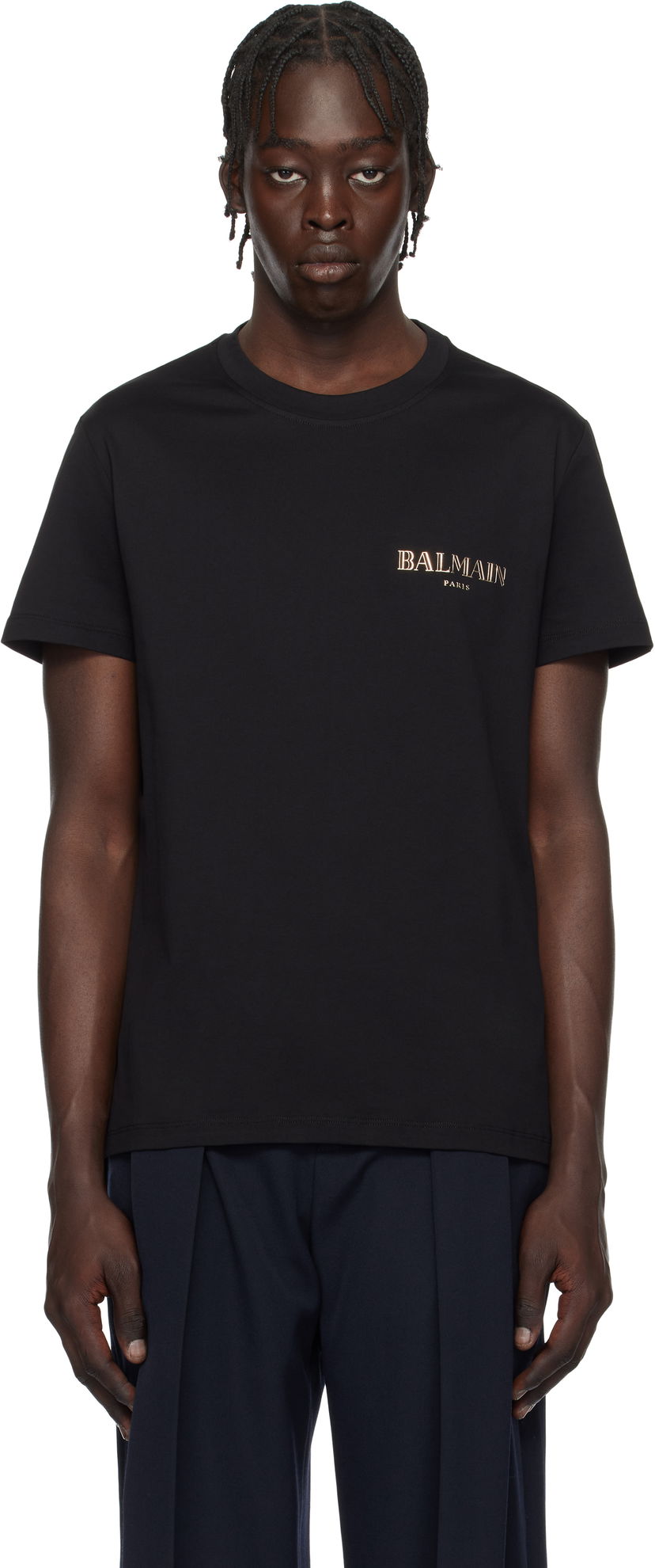 T-shirt Balmain Vintage Gel Logo T-Shirt Svart | EH1EF000GD84