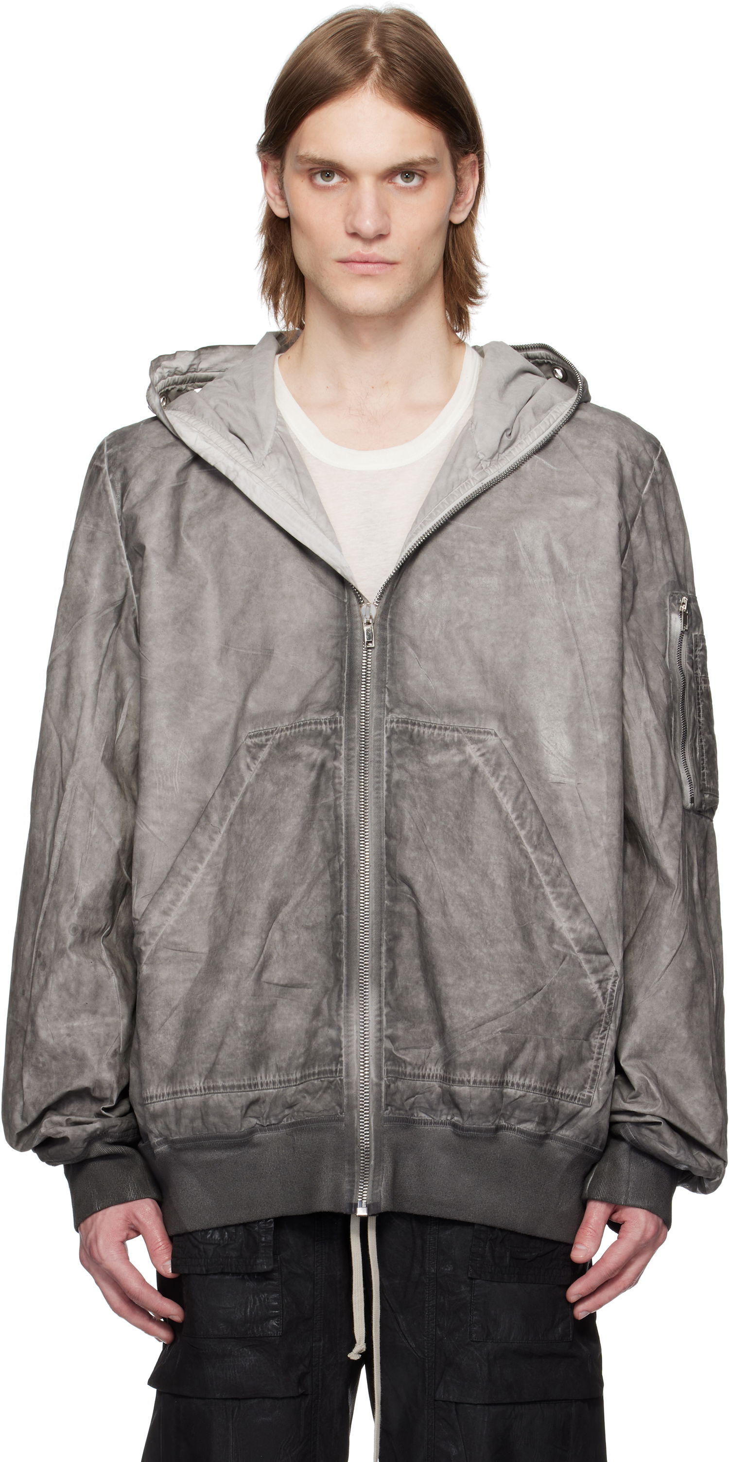 Bomberjacka Rick Owens Rick Owens DRKSHDW Hollywood Flight Bomber Jacket Grå | DU01E3772 PF, 0