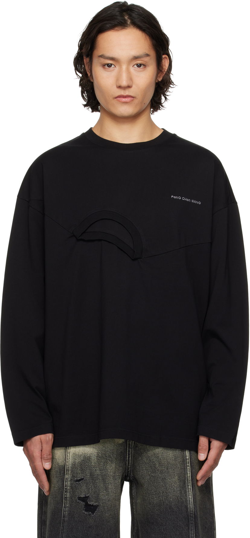 T-shirt Feng Chen Wang Feng Chen Wang Oversized 2in1 T-Shirt Svart | FMS19LS01B