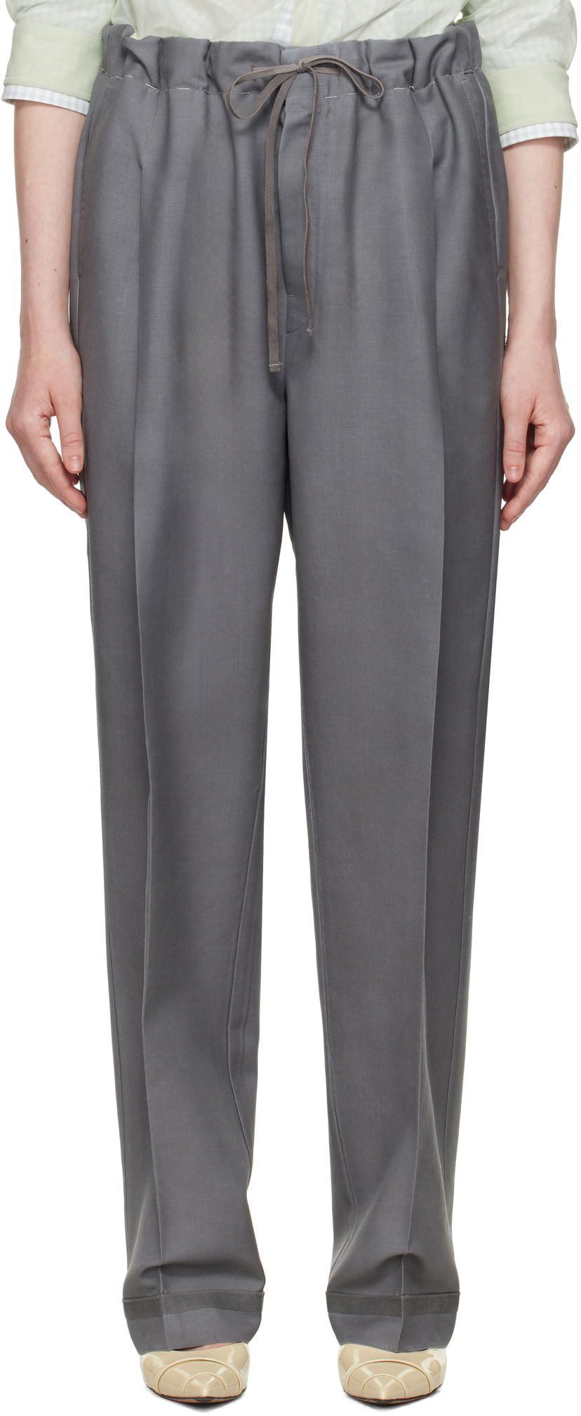 Byxor Maison Margiela Maison Margiela Mohair Trousers Grå | S51KA0572 M35301