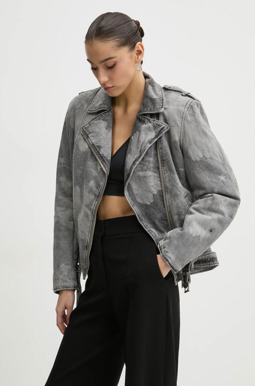 Jacka Fiorucci Fiorucci Acid Wash Denim Moto Jacket Grå | U01FMDJA177DN03DN07