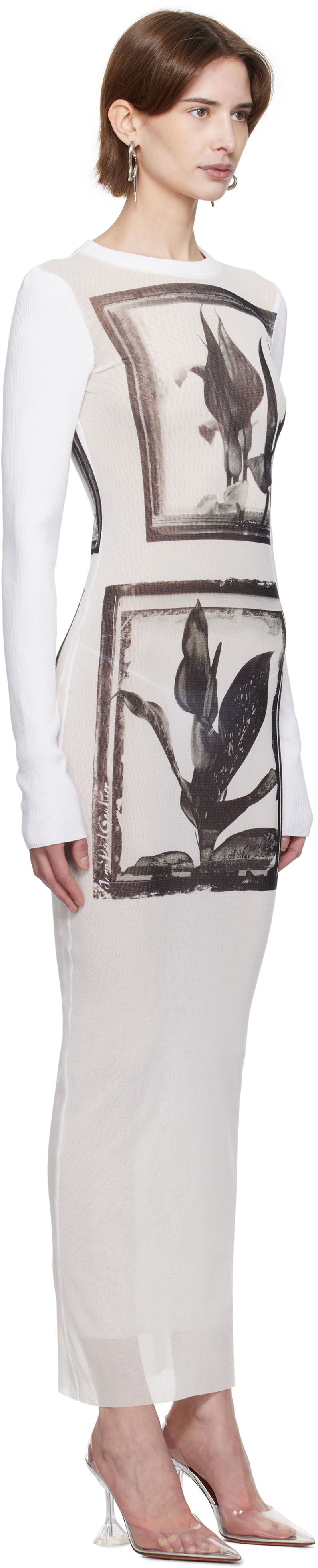 Klä Jean Paul Gaultier Jean Paul Gaultier Flowers Cadres Maxi Dress Vit | 25/33-F-RO359-T579-010200, 1