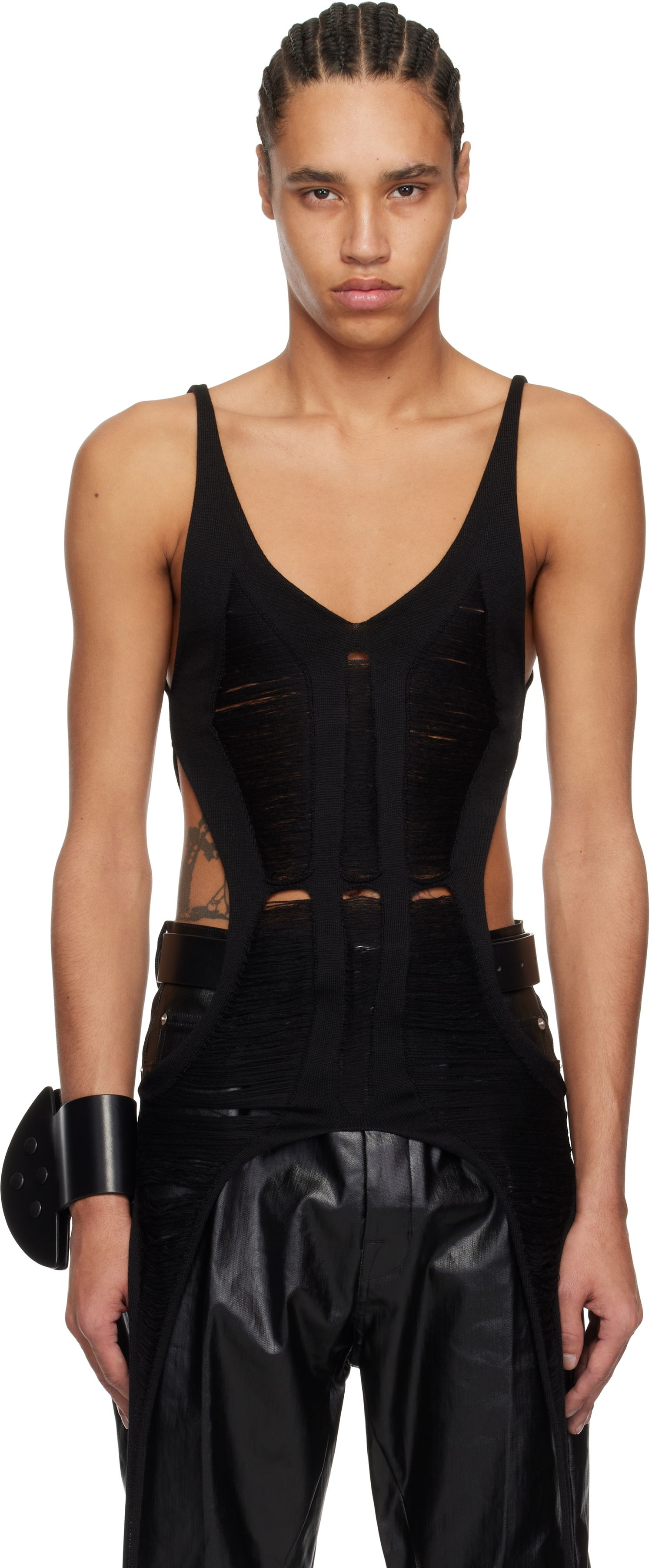 Linne Rick Owens Rick Owens Hollywood Cutout Bodysuit Tank Top Svart | RR01E5675 KGRIDM, 0