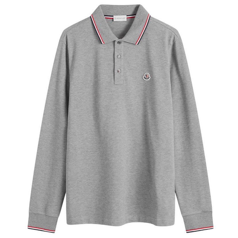 Polotröja Moncler Long Sleeve Polo T-Shirt Grå | 8B701-00-84556-987