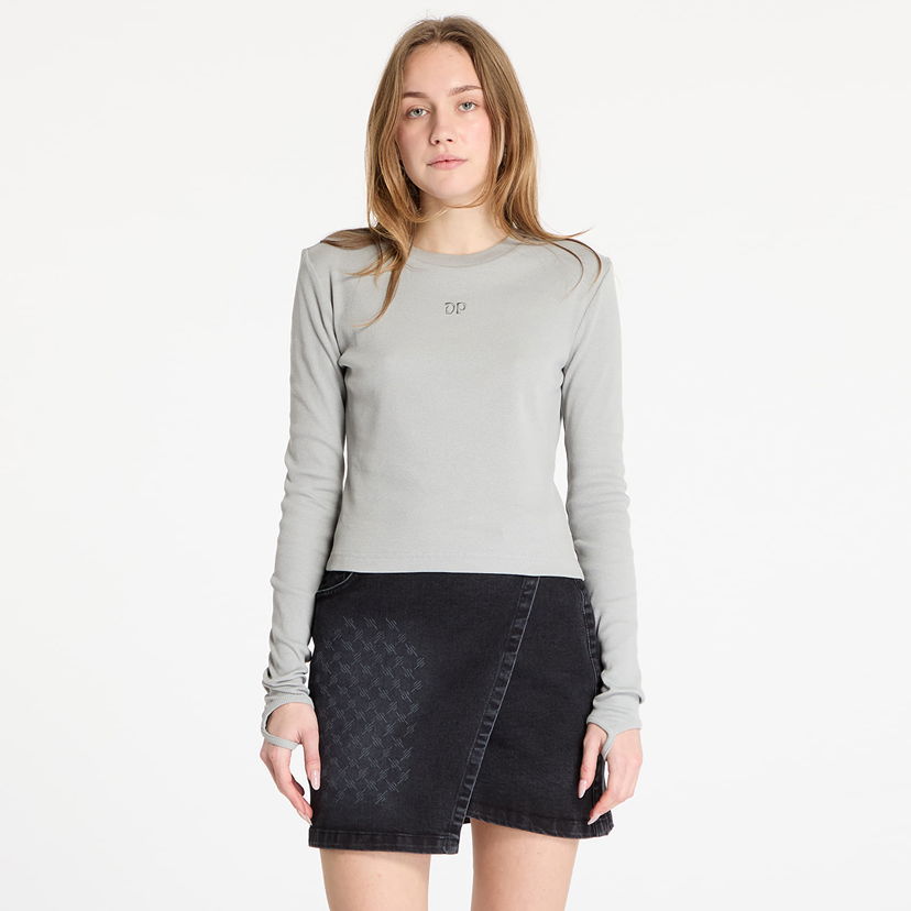 T-shirt DAILY PAPER Daily Paper Women's Ribbed Long Sleeve Top Grå | 2423007