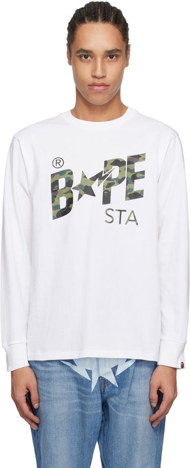T-shirt BAPE A Bathing Ape 1st Camo 'Bape STA' Long Sleeve T-Shirt Vit | 001LTL301016M, 0