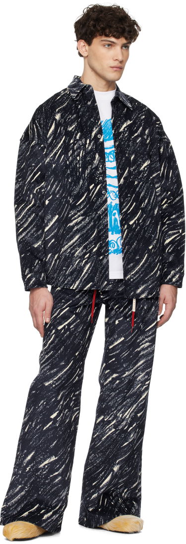 Byxor Marni Marni Flocked Denim Flared Jeans Mörkblå | PUJU0019A0 UTC432, 3