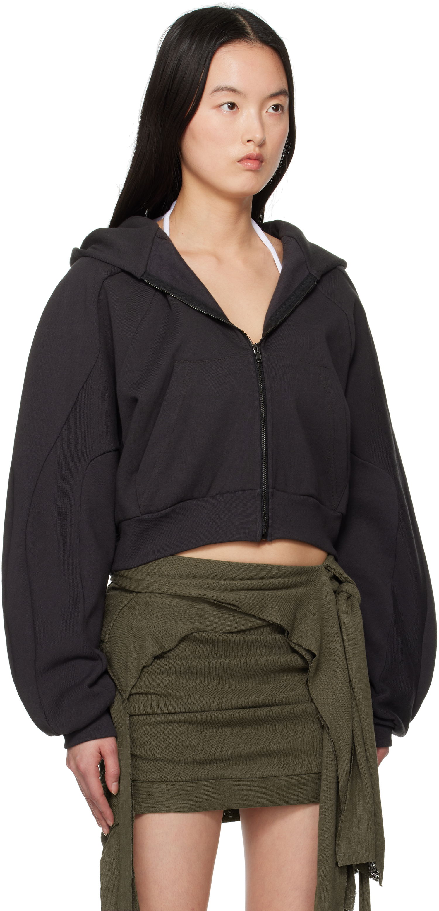 Sweatshirt Ottolinger Ottolinger Multiline Zip Cropped Hoodie Svart | 11560041501, 1