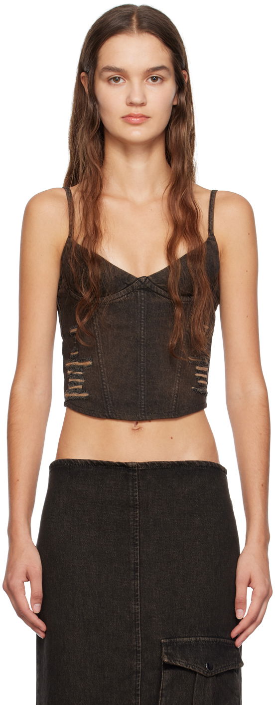 Linne Miaou Miaou Kiko Denim Tank Top Svart | 7075SD4BLK
