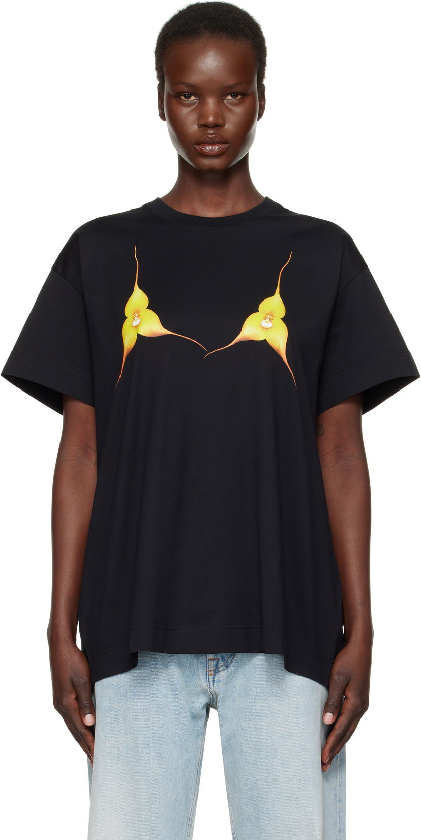 T-shirt Givenchy Oversize Floral T-shirt Svart | BW70C1P706001