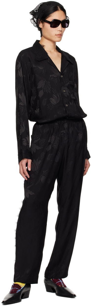Byxor Anna Sui Floral Jacquard Lounge Trousers Svart | M1024I40, 3