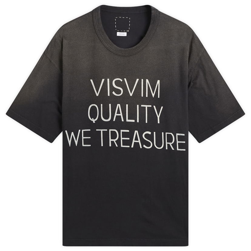 T-shirt visvim Jumbo Distressed 'Quality We Treasure' Print T-Shirt Svart | 0125205010016-BLK