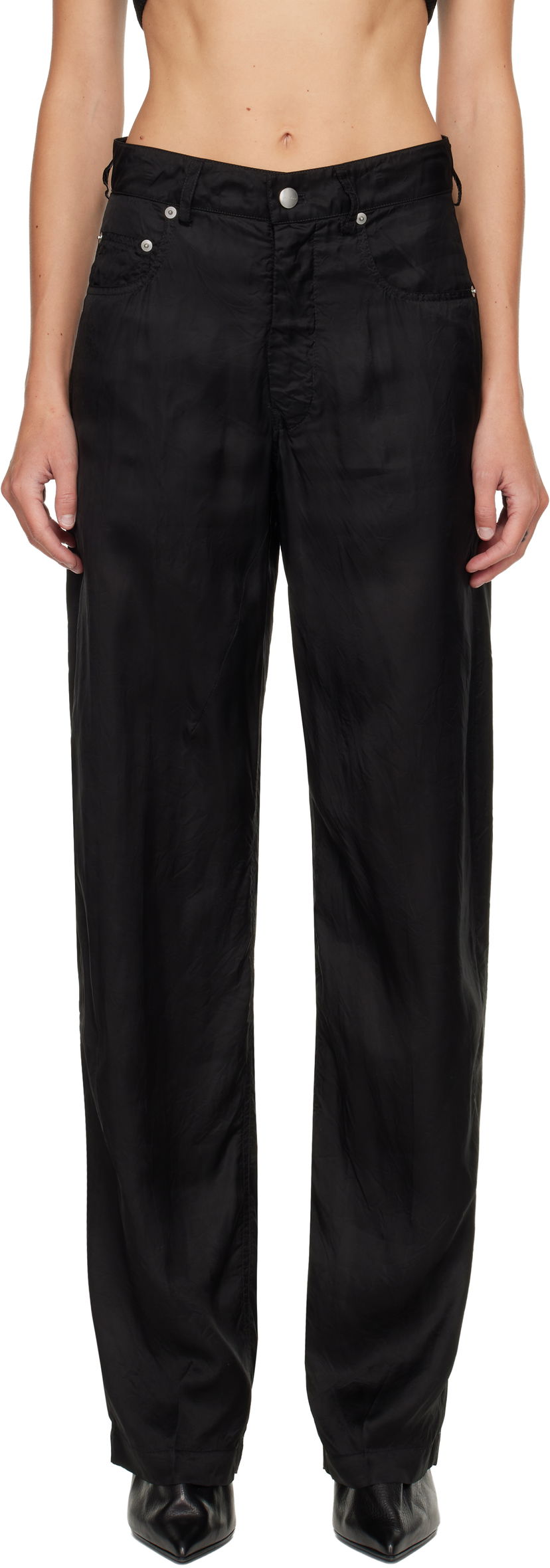 Byxor Rick Owens Relaxed-Fit Technical Fabric Concordians Geth Trousers Svart | RP02E4350 K