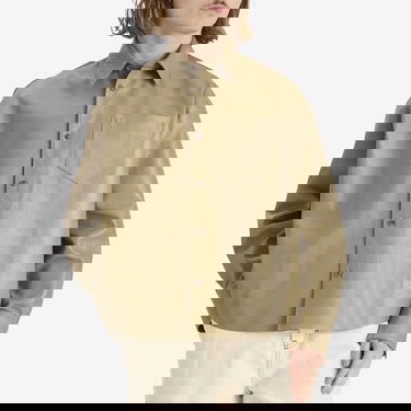 Skjorta AMI AMI Paris Boxy Fit Leather Overshirt, Size Large Beige | UJK246-LH0051-375, 2